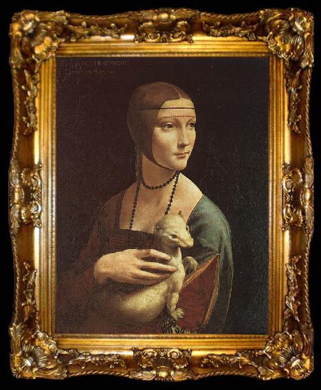 framed   Leonardo  Da Vinci Portrait of Cecilia Gallarani, ta009-2